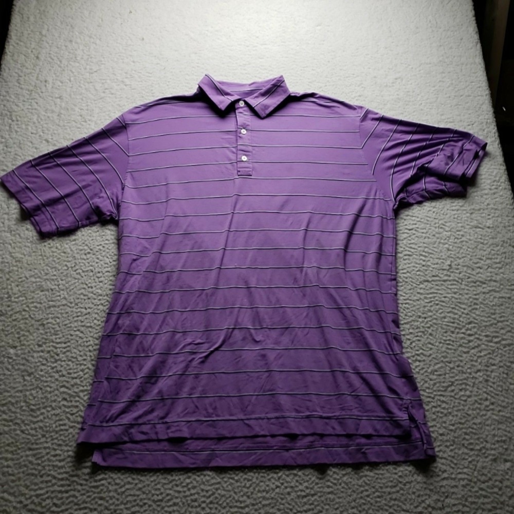 FootJoy Golf Polo Shirt Mens 2XL Purple Stripe Stretch Performance Top